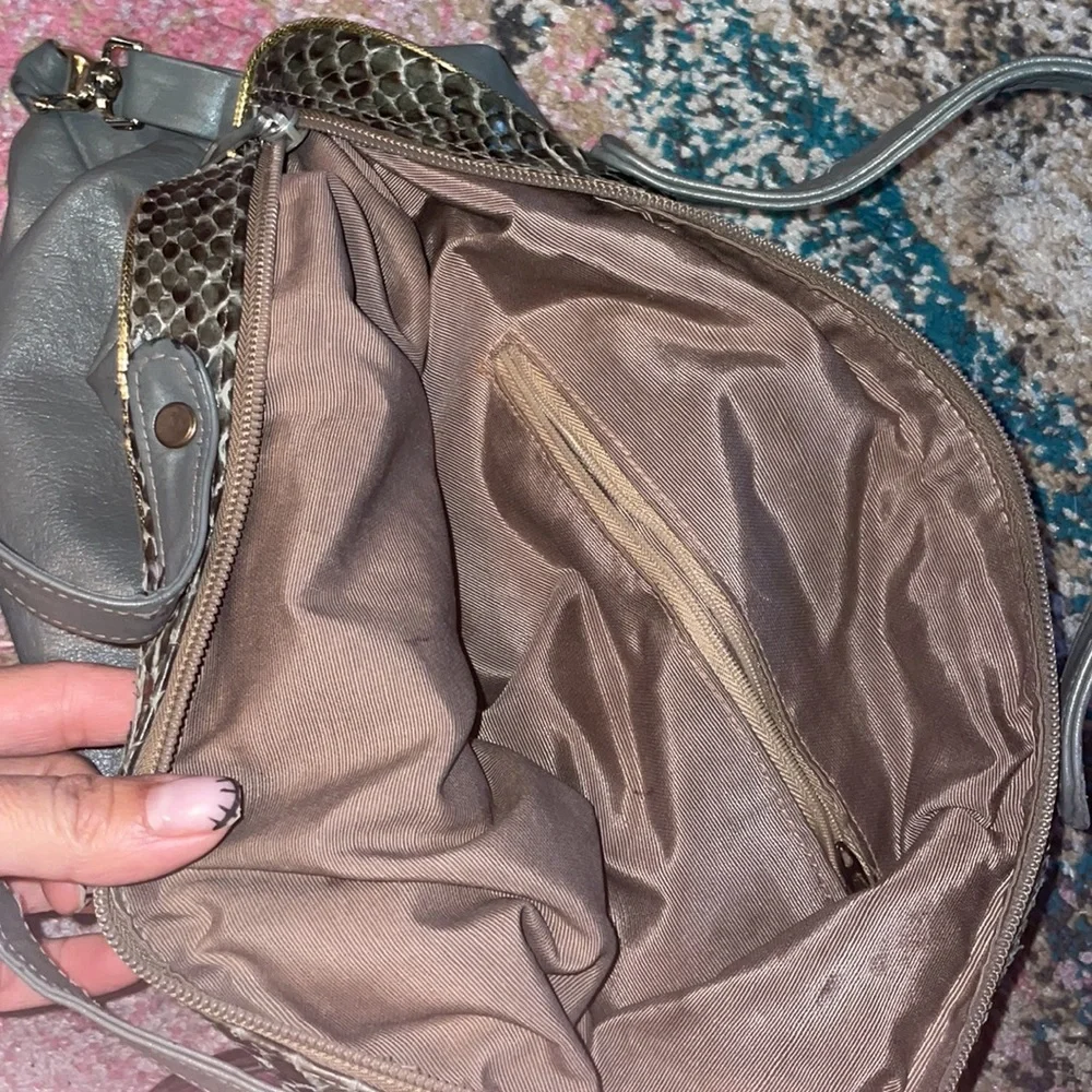 Vintage XL Grey Snakeskin Hobo Bag